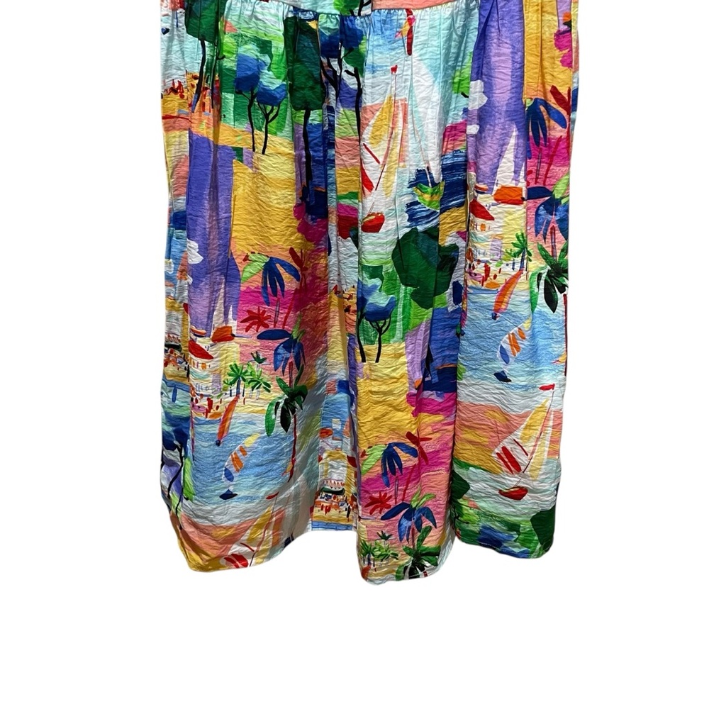 Aqua Tropical Print Maxi Dress Multicolor Women Size Extra Small Spaghetti Strap - Picture 4 of 10